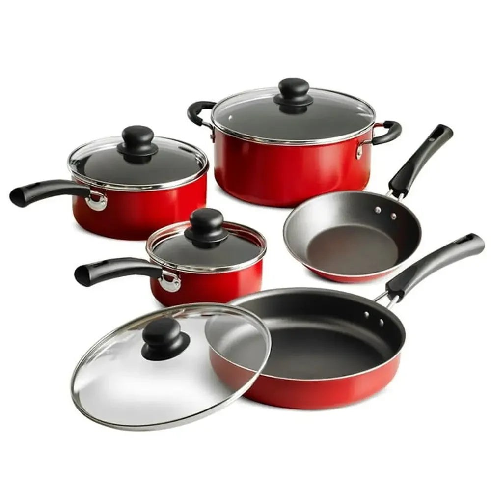 9-Piece Non-Stick Cookware Set Tempered Glass Lids