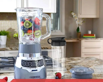 Quiet Stainless Steel Blender with Glass Cup