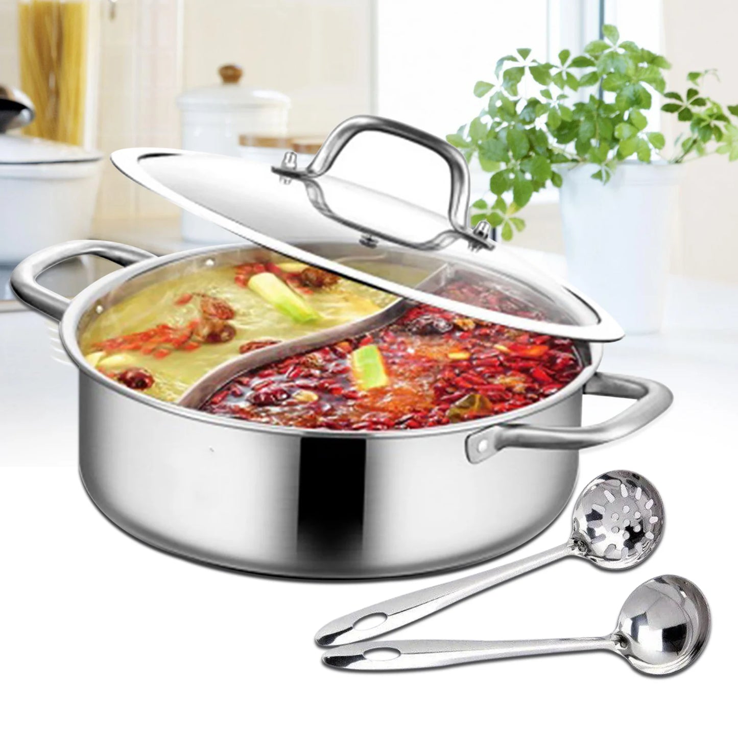 Stainless Steel Hot pot with Divider& Lid