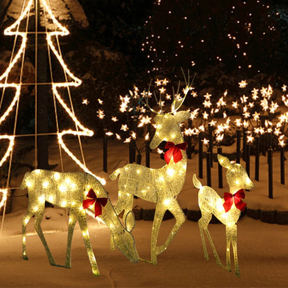 3pcs Lighted Reindeer Family Indoor Or Outdoor