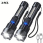 2 Rechargeable Led Flashlights With 7 Light Modes
