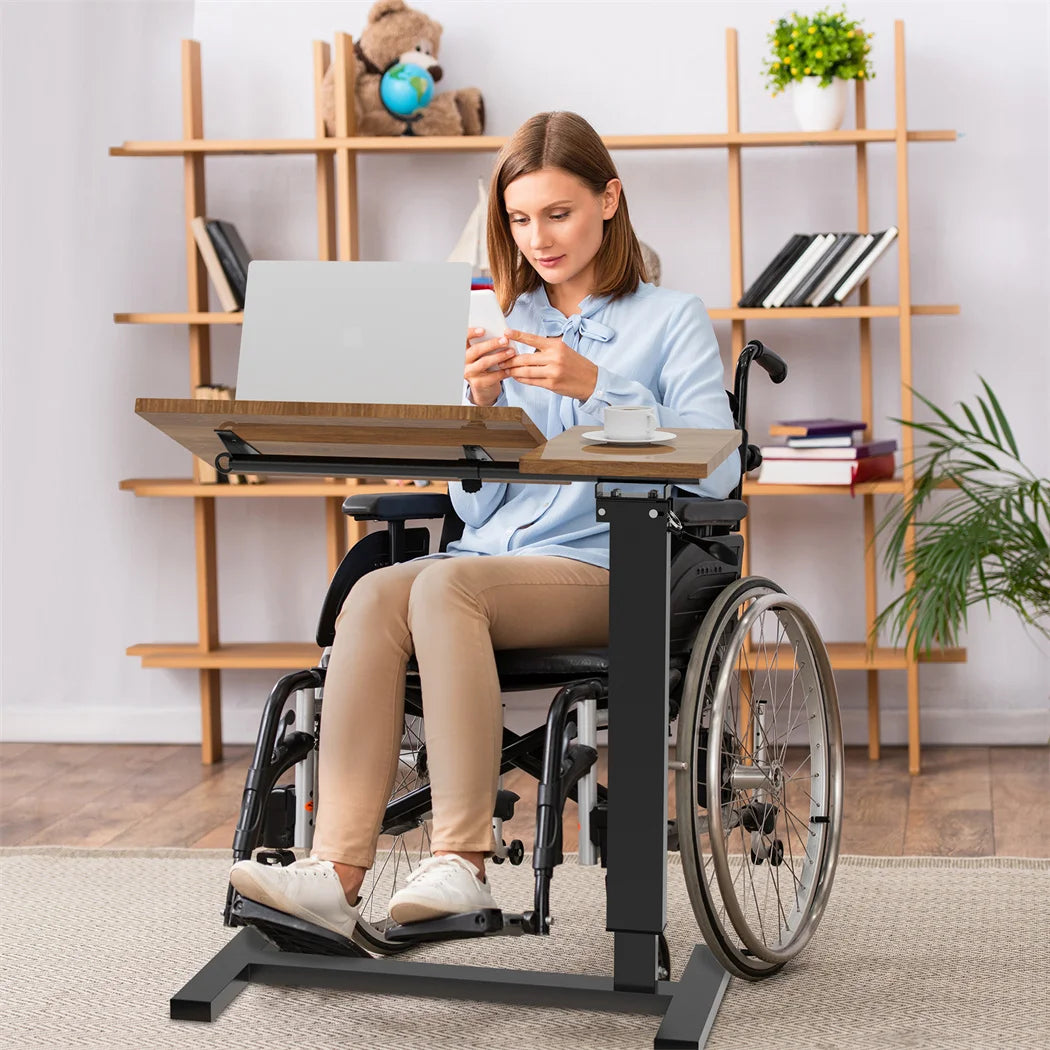 Adjustable Height Bedside Laptop with Hidden Wheels
