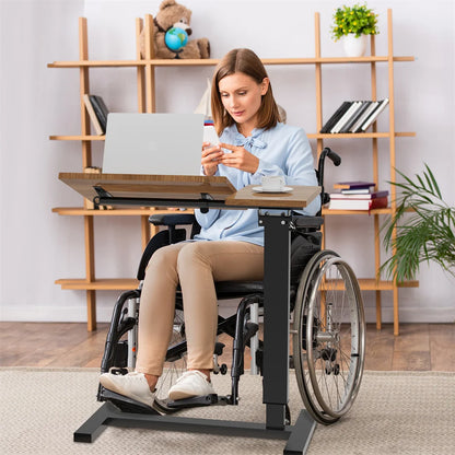 Adjustable Height Bedside Laptop with Hidden Wheels