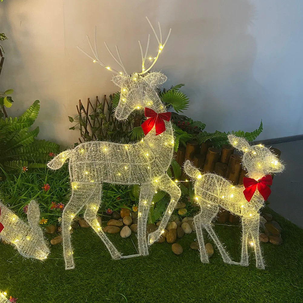 3pcs Lighted Reindeer Family Indoor Or Outdoor