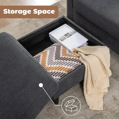 Convertible Sectional Couch, L-Shaped with Storage