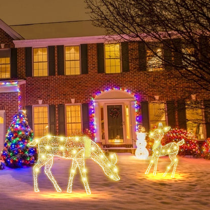 3pcs Lighted Reindeer Family Indoor Or Outdoor