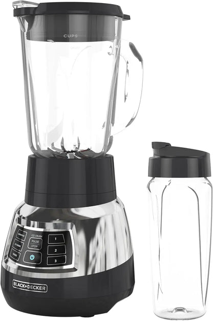 Quiet Stainless Steel Blender with Glass Cup