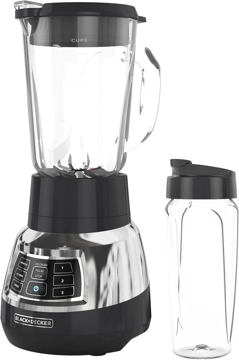 Quiet Stainless Steel Blender with Glass Cup