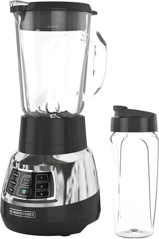 Quiet Stainless Steel Blender with Glass Cup