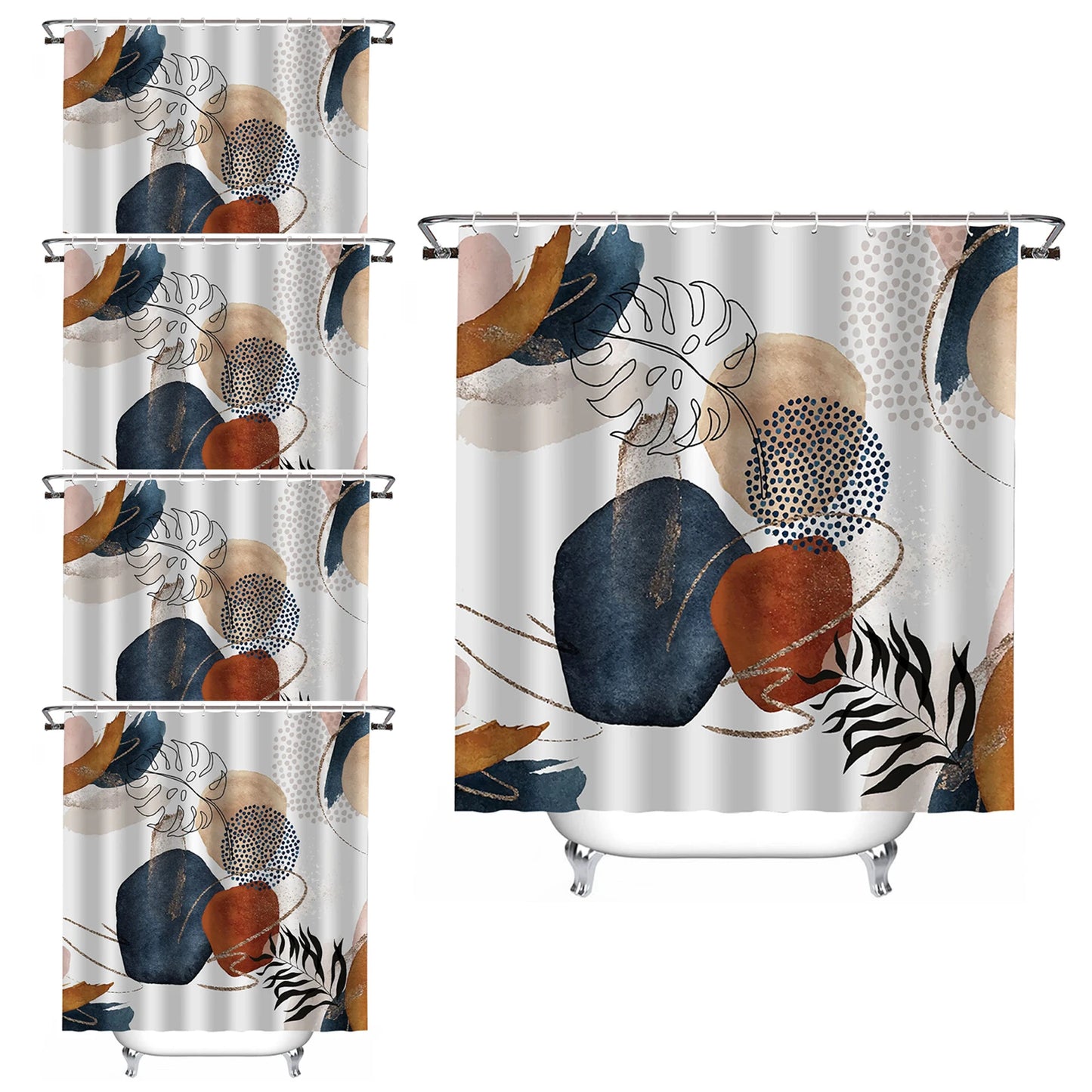 5PCS/1PCS Bohemian Bathroom Shower Curtain Set
