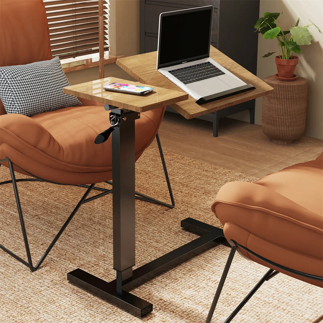 Adjustable Height Bedside Laptop with Hidden Wheels