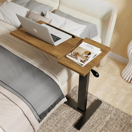 Adjustable Height Bedside Laptop with Hidden Wheels