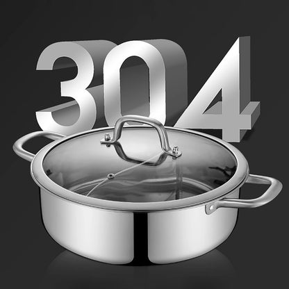 Stainless Steel Hot pot with Divider& Lid