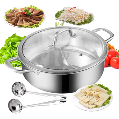 Stainless Steel Hot pot with Divider& Lid