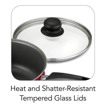 9-Piece Non-Stick Cookware Set Tempered Glass Lids