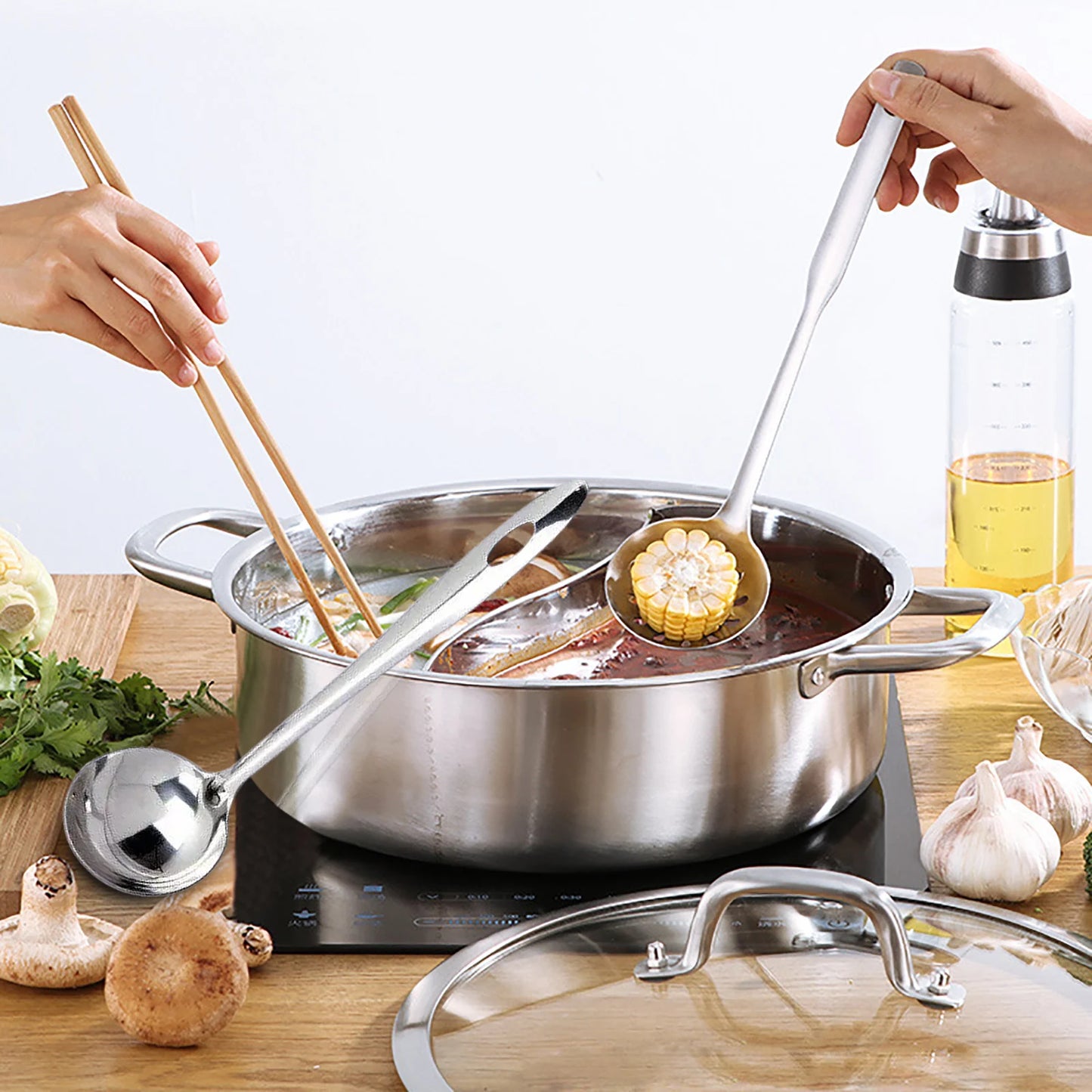 Stainless Steel Hot pot with Divider& Lid
