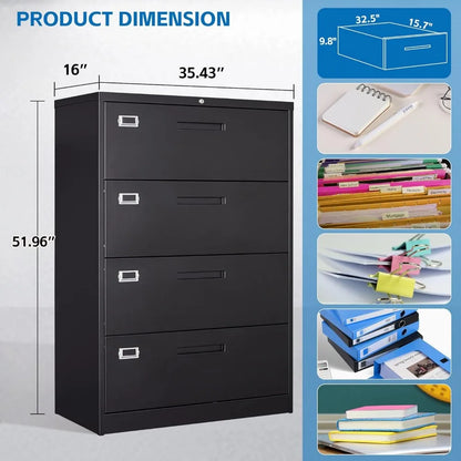 4 Drawer Locking Filing Cabinet  A4 Legal