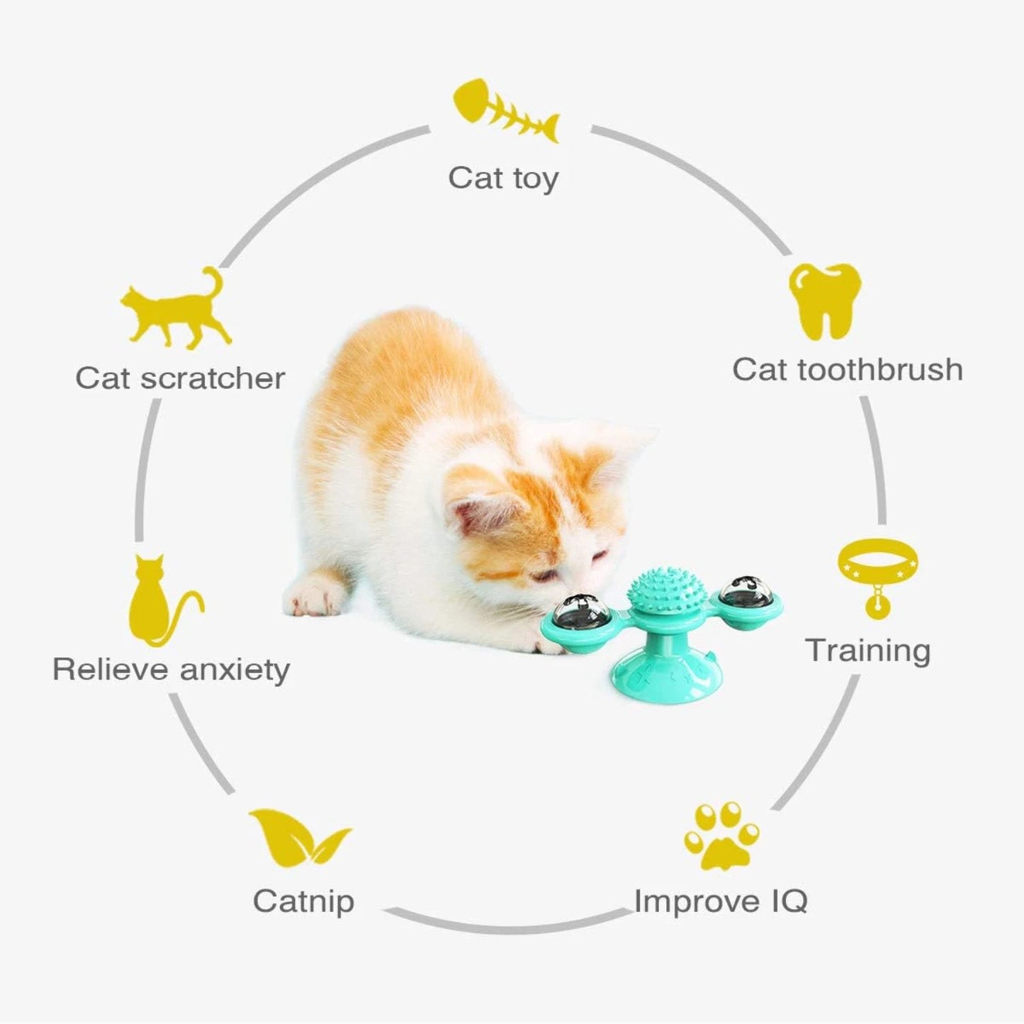 Interactive Cat Toy with Catnip, Suction Cup