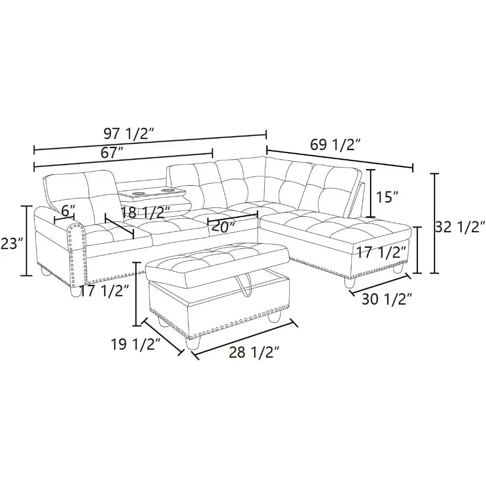 L-Shaped Modular Sofa