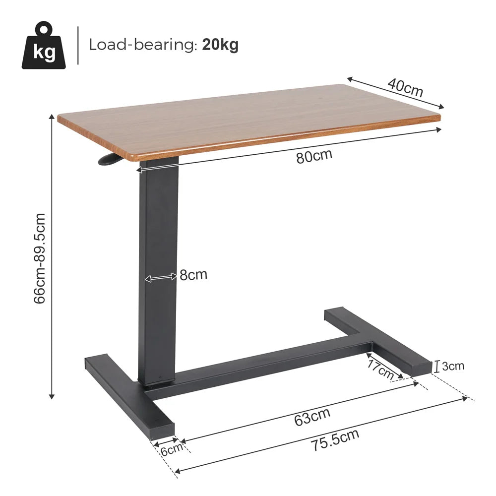 Adjustable Height Bedside Laptop with Hidden Wheels