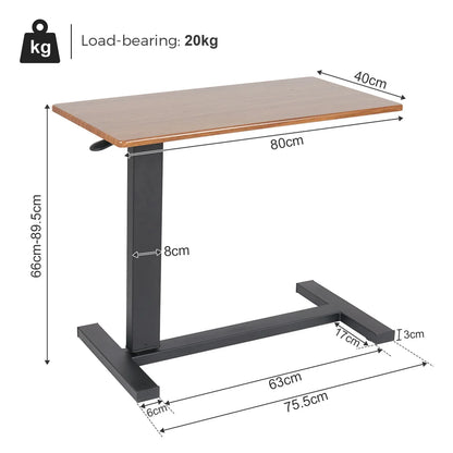 Adjustable Height Bedside Laptop with Hidden Wheels