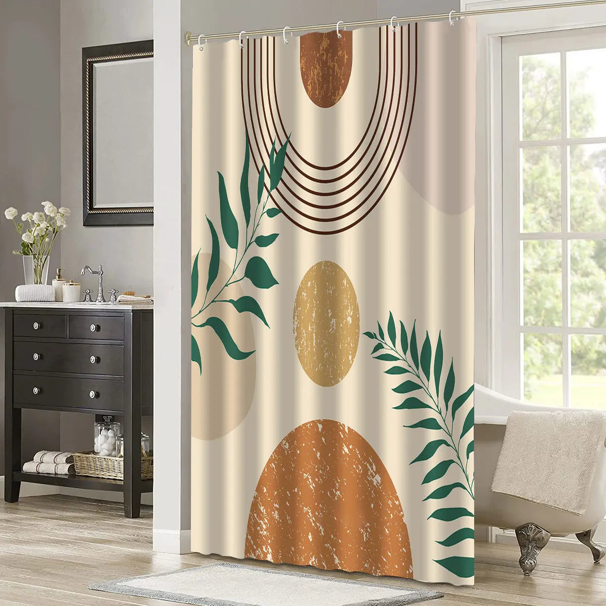 5PCS/1PCS Bohemian Bathroom Shower Curtain Set