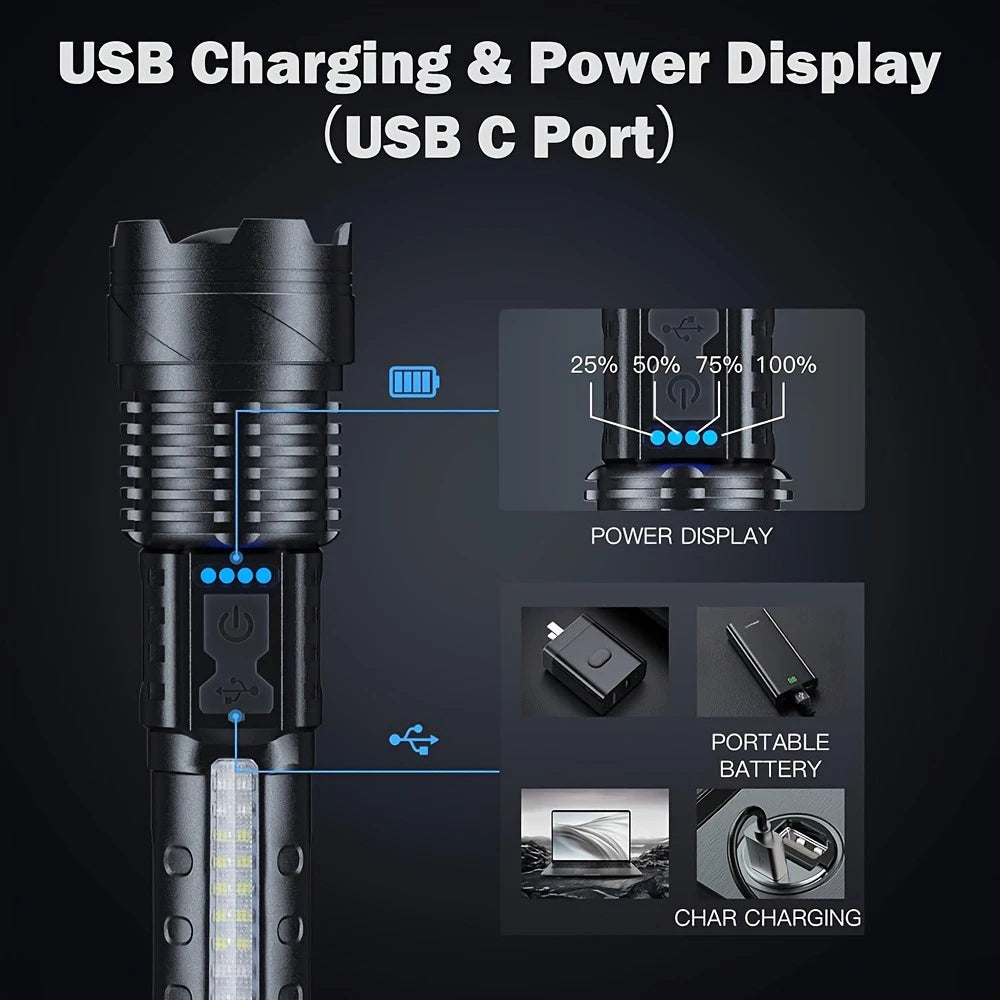 2 Rechargeable Led Flashlights With 7 Light Modes
