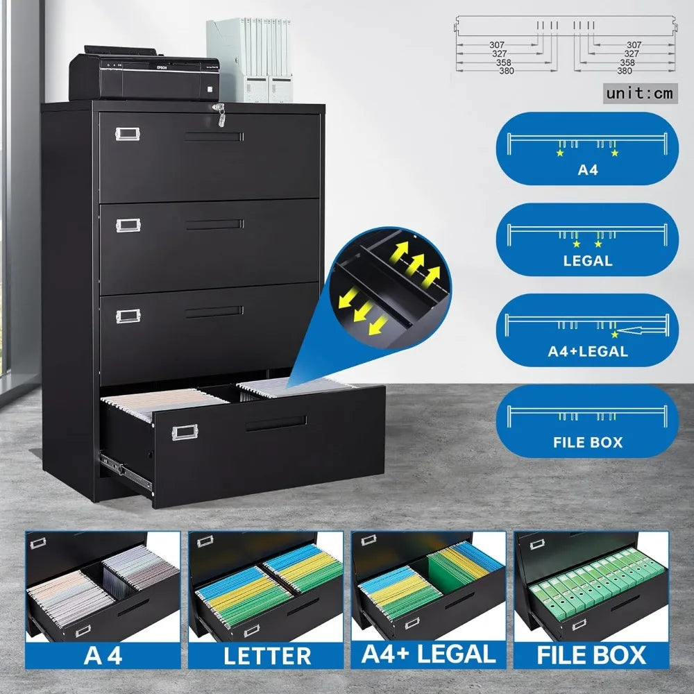 4 Drawer Locking Filing Cabinet  A4 Legal