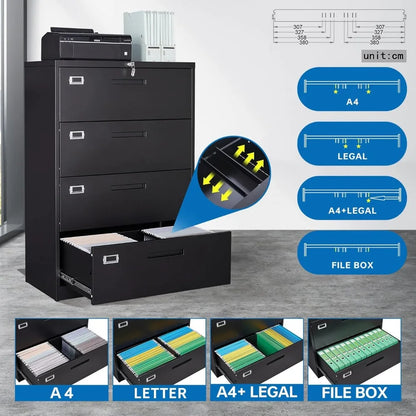 4 Drawer Locking Filing Cabinet  A4 Legal