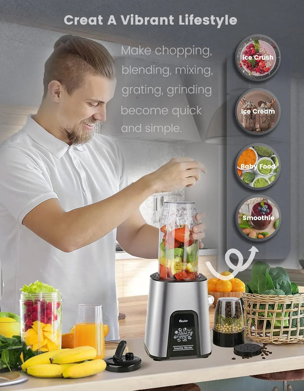 Personal Smoothie Blender with 23oz+10oz Blender Cups