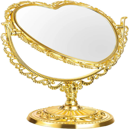 Double-Sided Heart-Shaped Tabletop Makeup Mirror