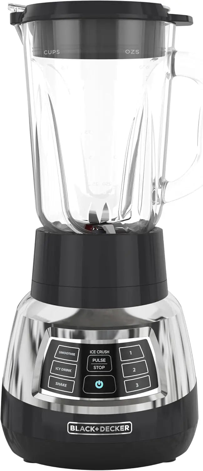 Quiet Stainless Steel Blender with Glass Cup