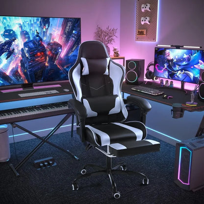 Chair with Footrest, Massage, Lumbar, Swivel Height Adjustable